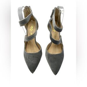 Nine West Florent Pointy Toe Gray Suede Leather heels size 7.5